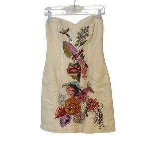 Vintage Y2K French Connection Dress Floral and Bird Embroidery & Beading size 10